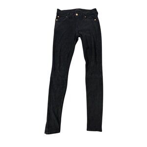 7 For all Mankind Black Skinny Jeans Velvet Suede Size 25